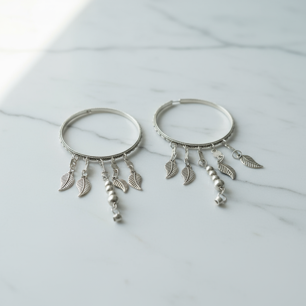 Boho Leaf Charm Bangles
