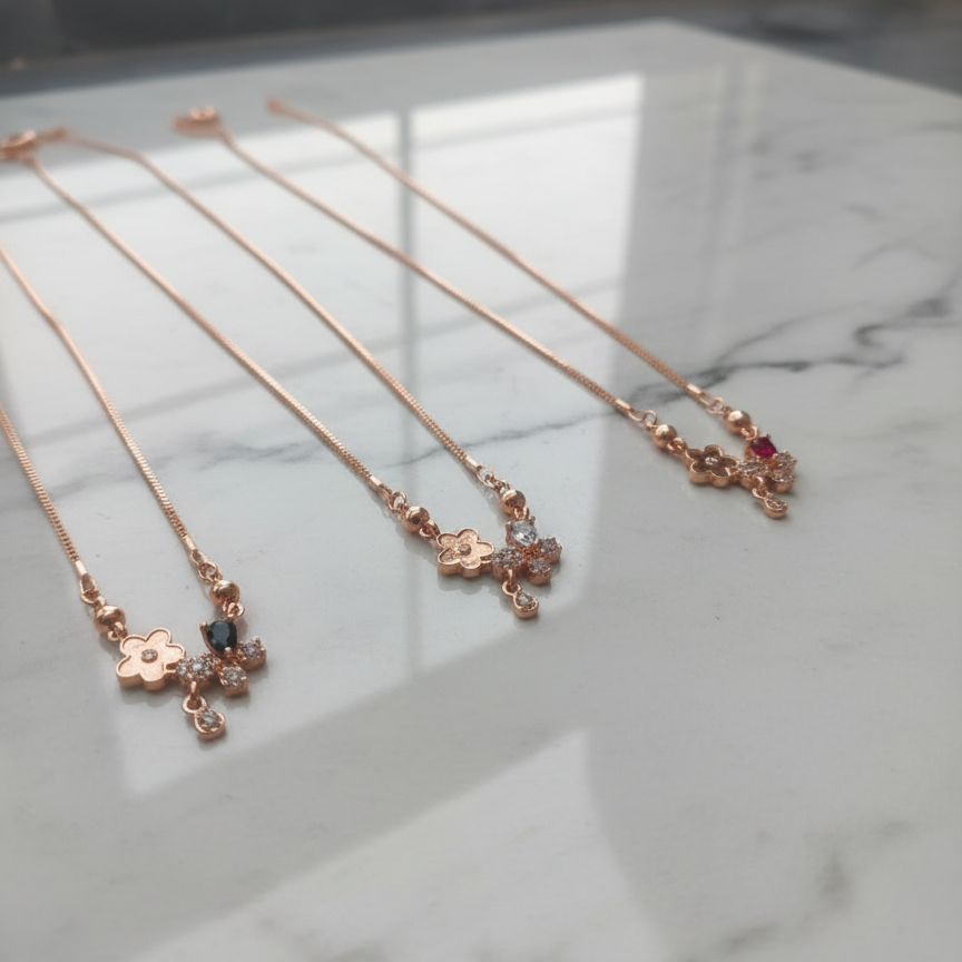 Rose Gold Floral Chain Locket Necklace - Delicate Pendant Charm