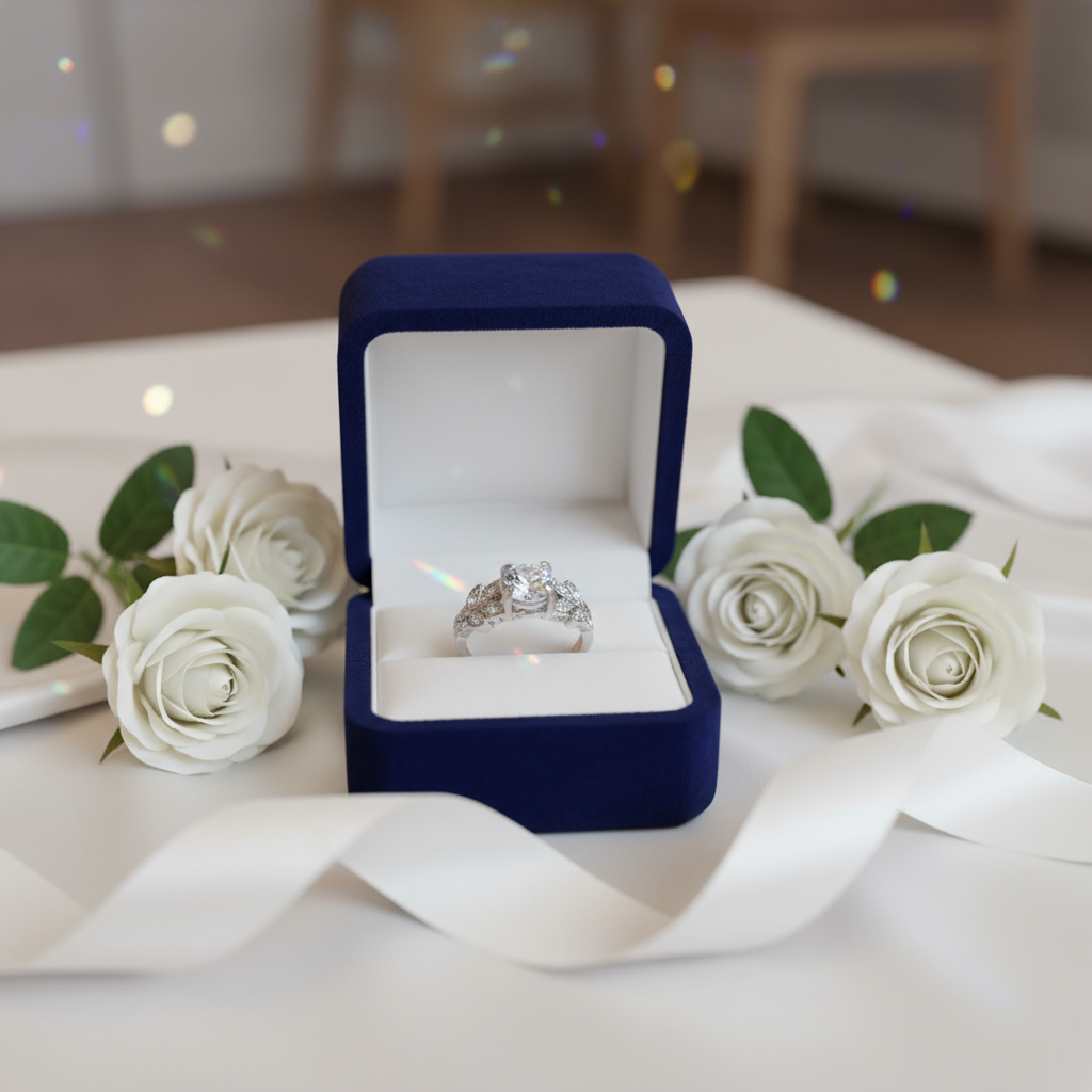 Silver Plated Crystal Solitaire Ring