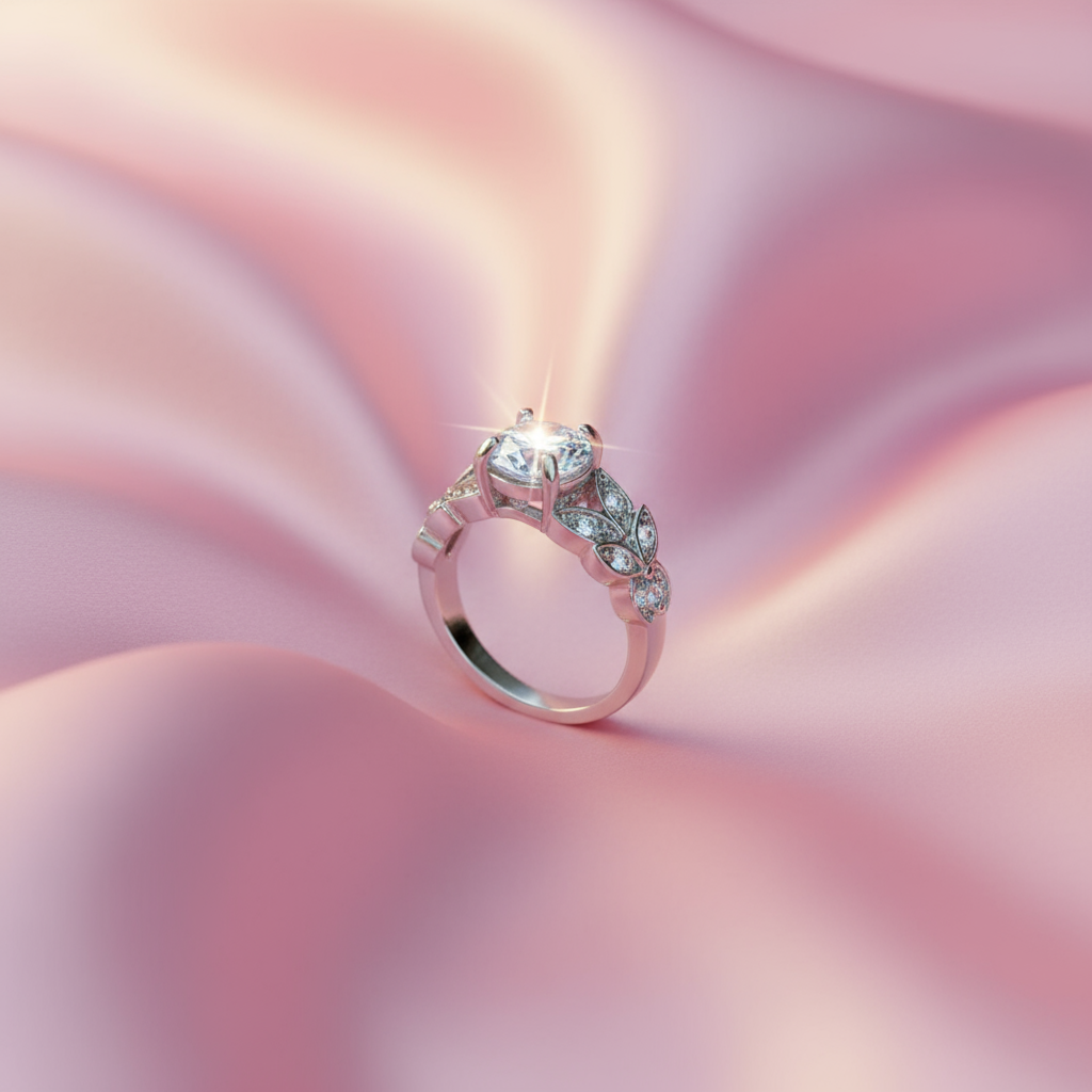 Silver Plated Crystal Solitaire Ring