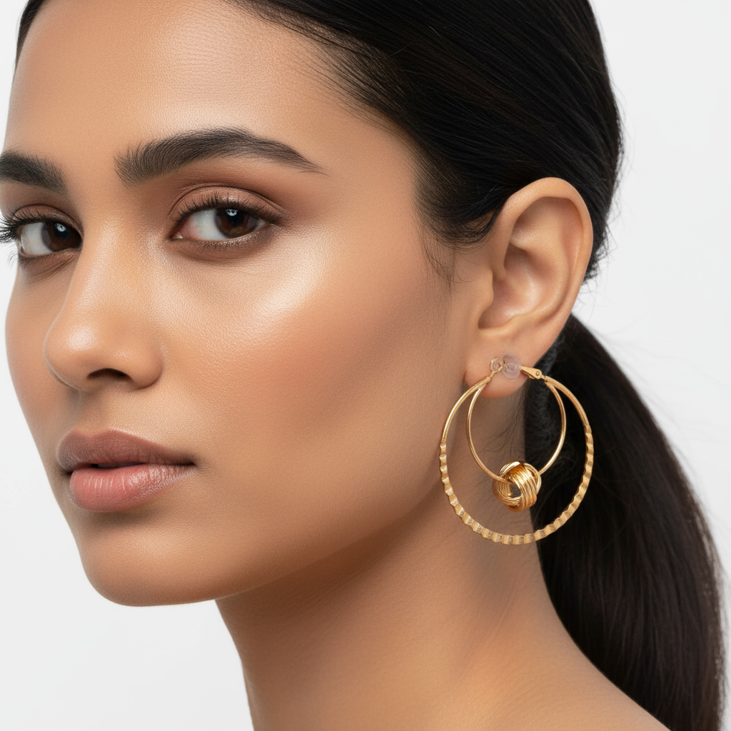 Layered Gold Hoop Earrings Set