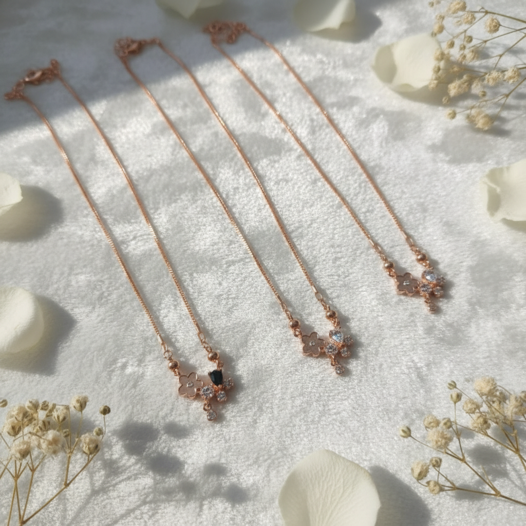 Rose Gold Floral Chain Locket Necklace - Delicate Pendant Charm
