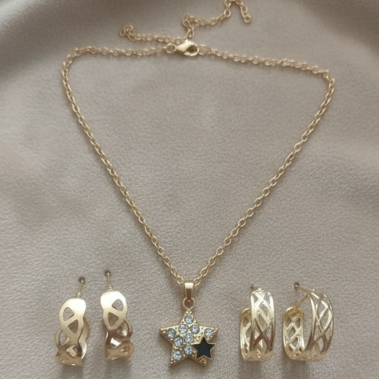 Star Jewelry Gift Set - Gold Necklace & Earrings