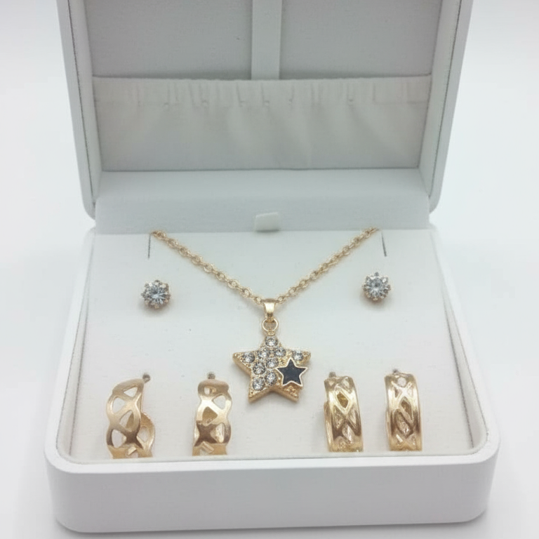 Star Jewelry Gift Set - Gold Necklace & Earrings